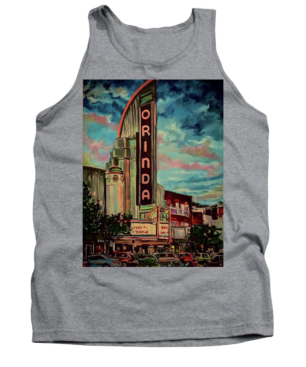 Orinda Tank Top featuring the painting Orinda Theater by Joel Tesch