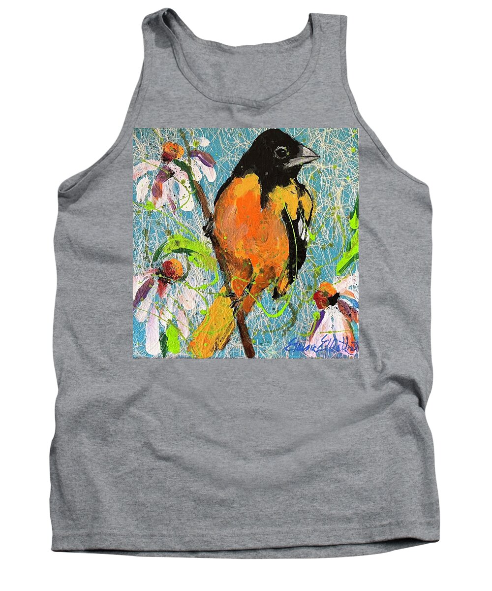 Birds Tank Top featuring the painting Oriole by Elaine Elliott