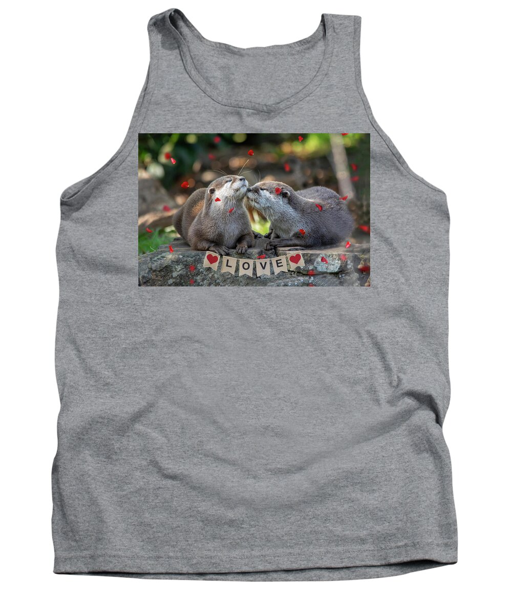 Otters Tank Top featuring the photograph Otter Love valentine special by Gareth Parkes