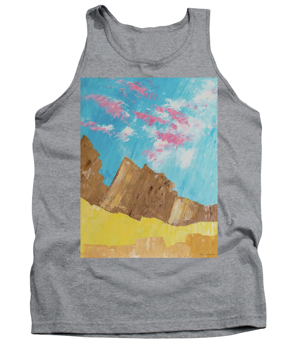 Mountains Tank Top featuring the painting Outcroppings Somewhere by Ted Clifton