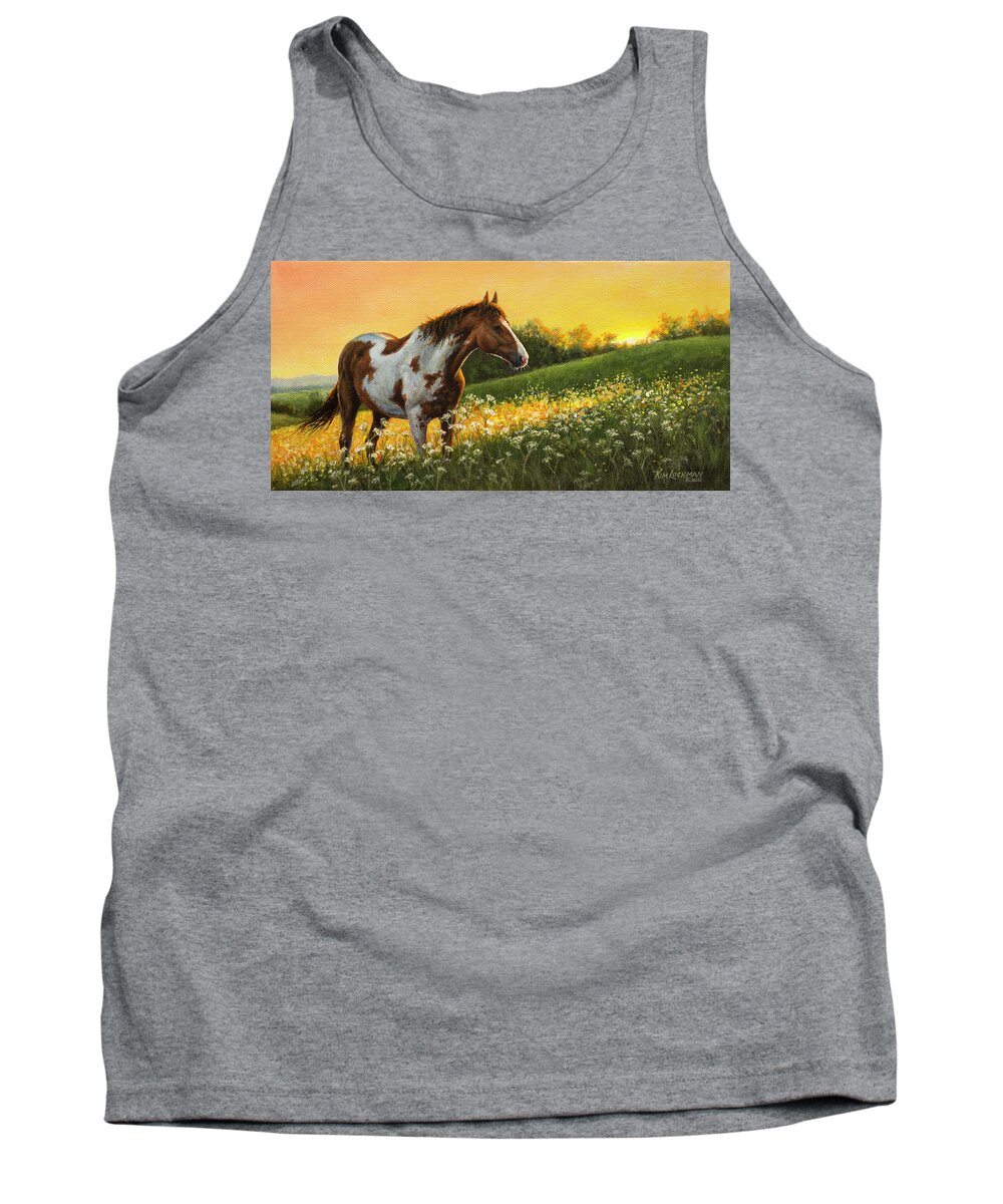 Horse Tank Top featuring the painting Painted Sunset by Kim Lockman