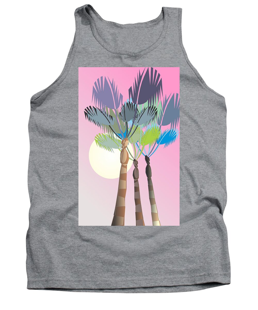 Palm Tree Tank Top featuring the digital art Palm with Unusual Sky Two by Ted Clifton