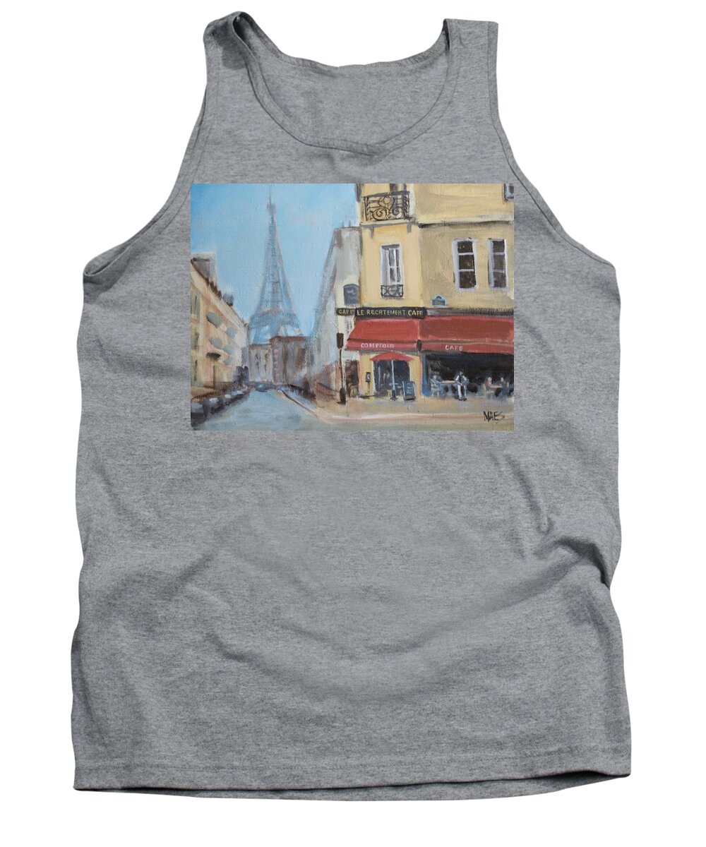Walt Maes Tank Top featuring the painting Paris Cafe by Walt Maes