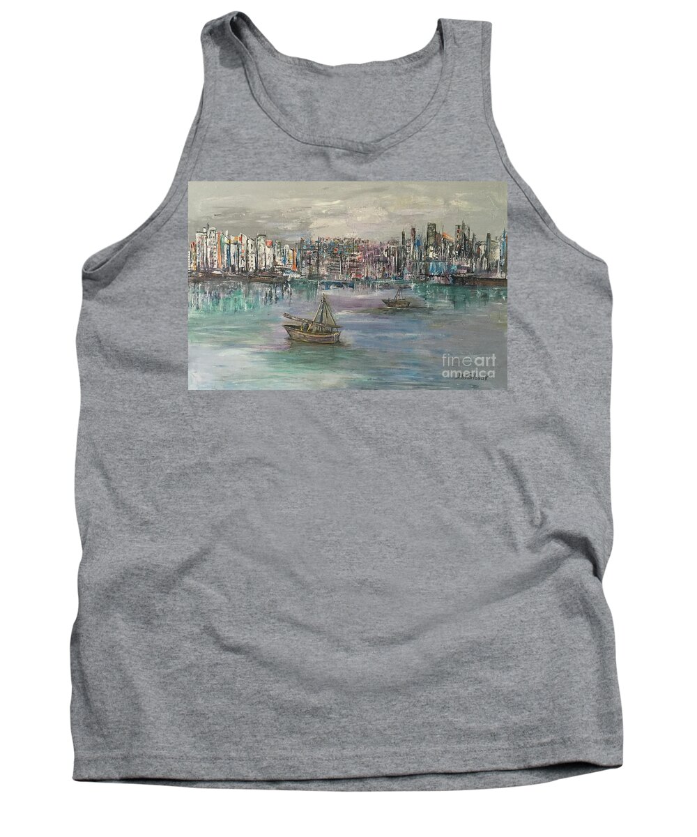 Fine Art Tank Top featuring the painting Peaceful Twilight by Maria Karlosak