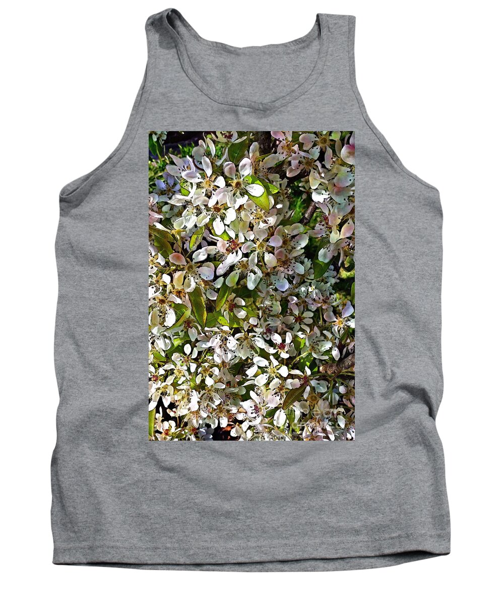 Blossom Tank Top featuring the photograph Pear blossom 1, watercolour effect by Paul Boizot