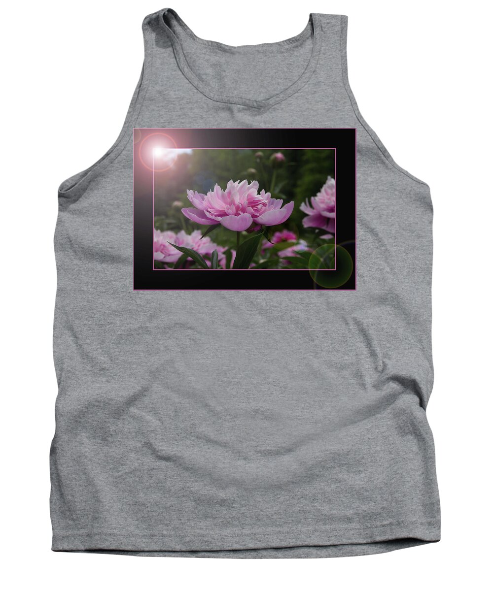 Peony Tank Top featuring the photograph Peony Garden Sun Flare by Patti Deters