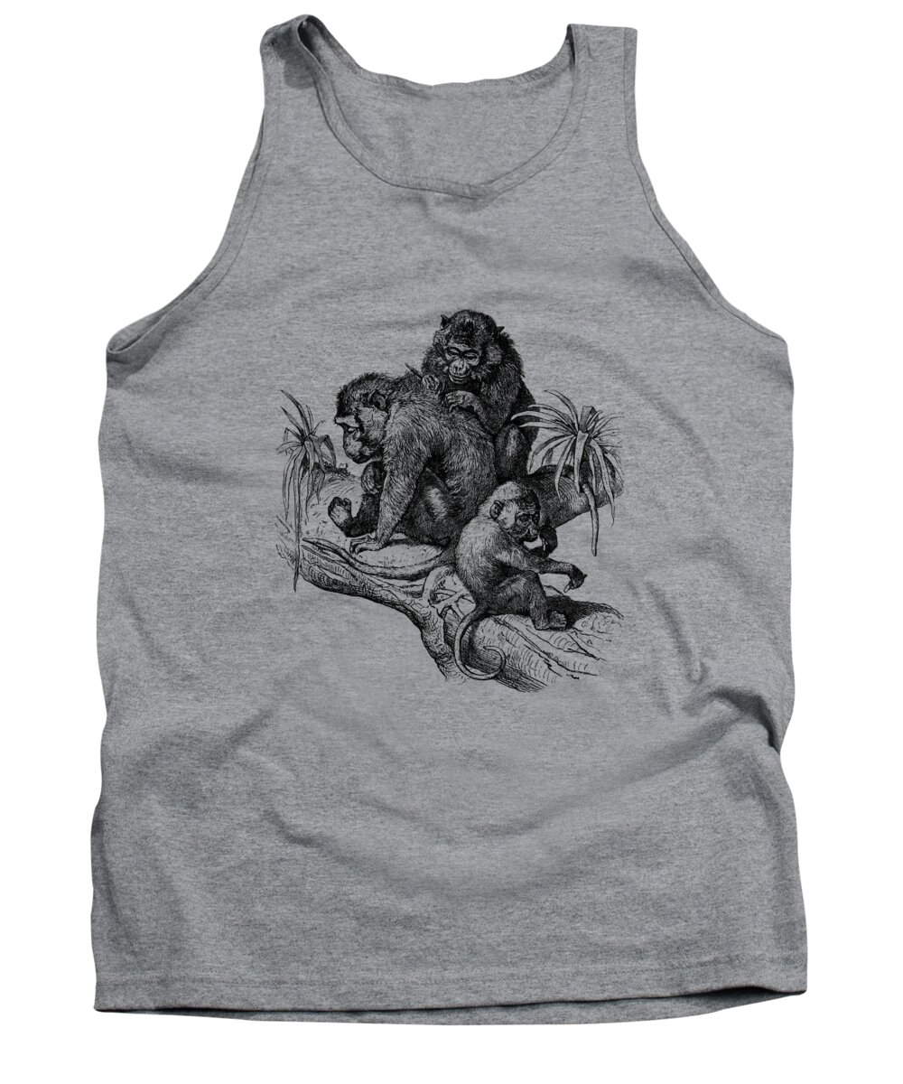 Monkey Tank Top featuring the digital art Picking Fleas by Madame Memento