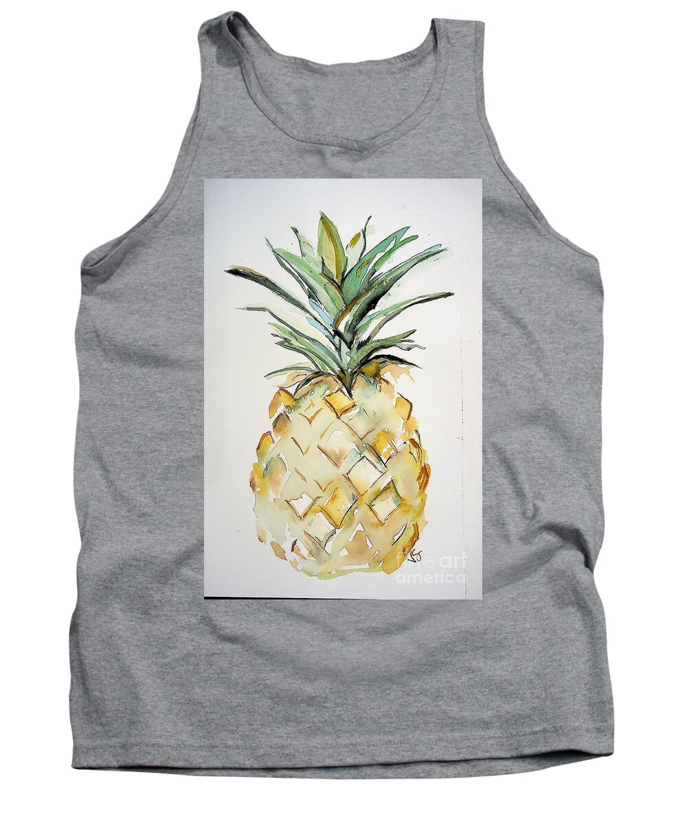 Pineapple Tank Top featuring the painting Pineapple by Valerie Shaffer
