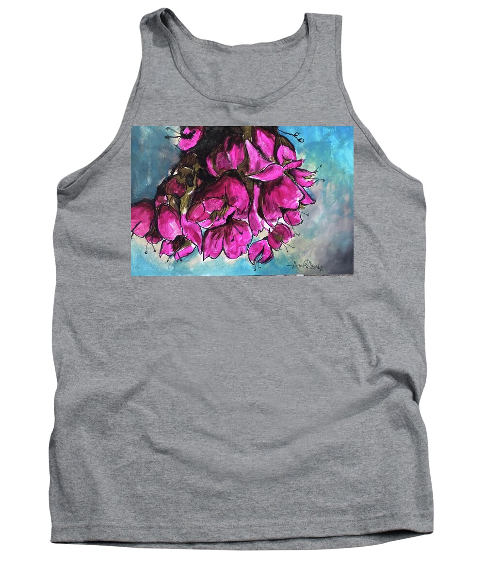  Tank Top featuring the painting Pink Flowers by Angie ONeal