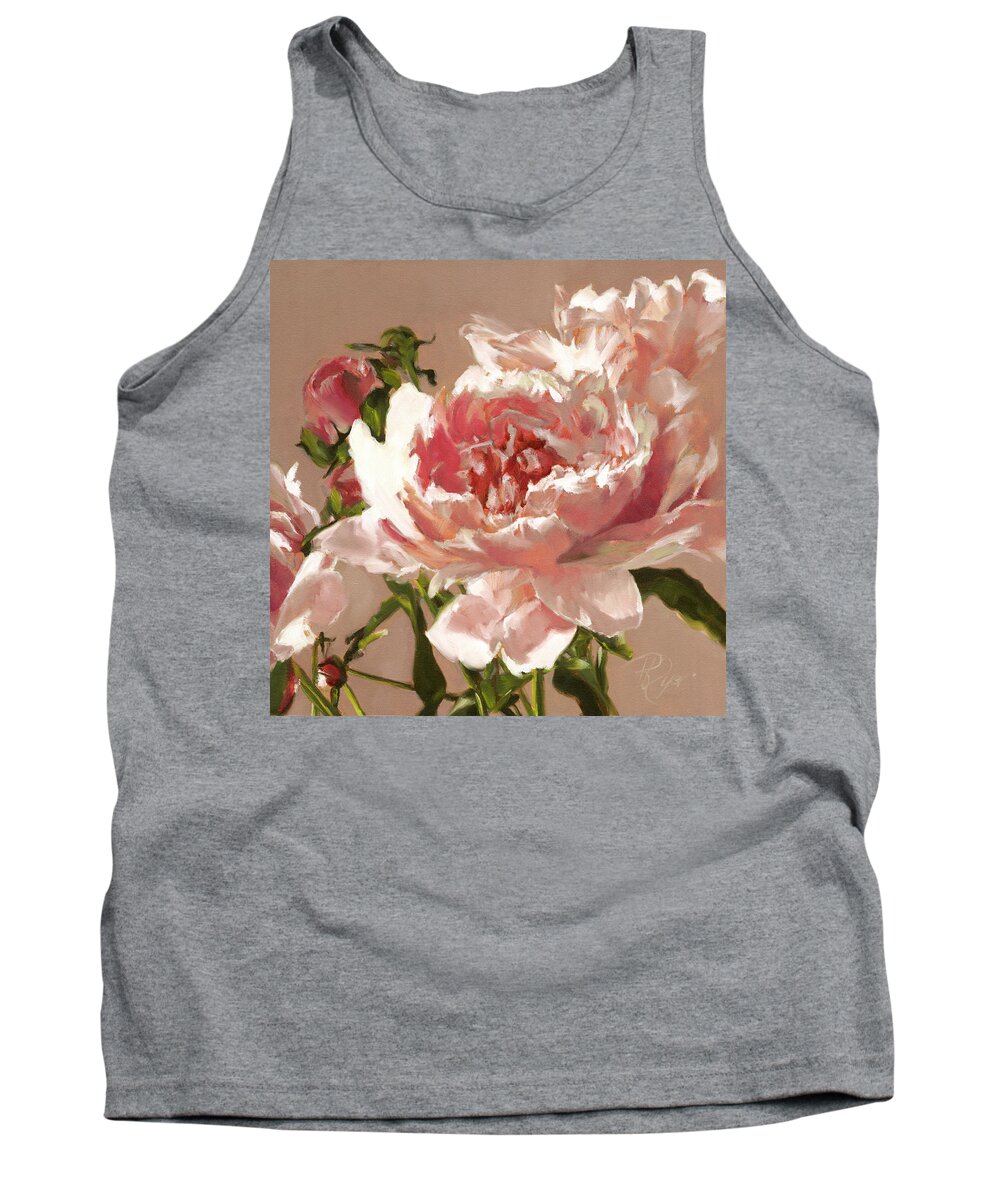 Pink Peony Tank Top featuring the painting Pink Peony by Roxanne Dyer