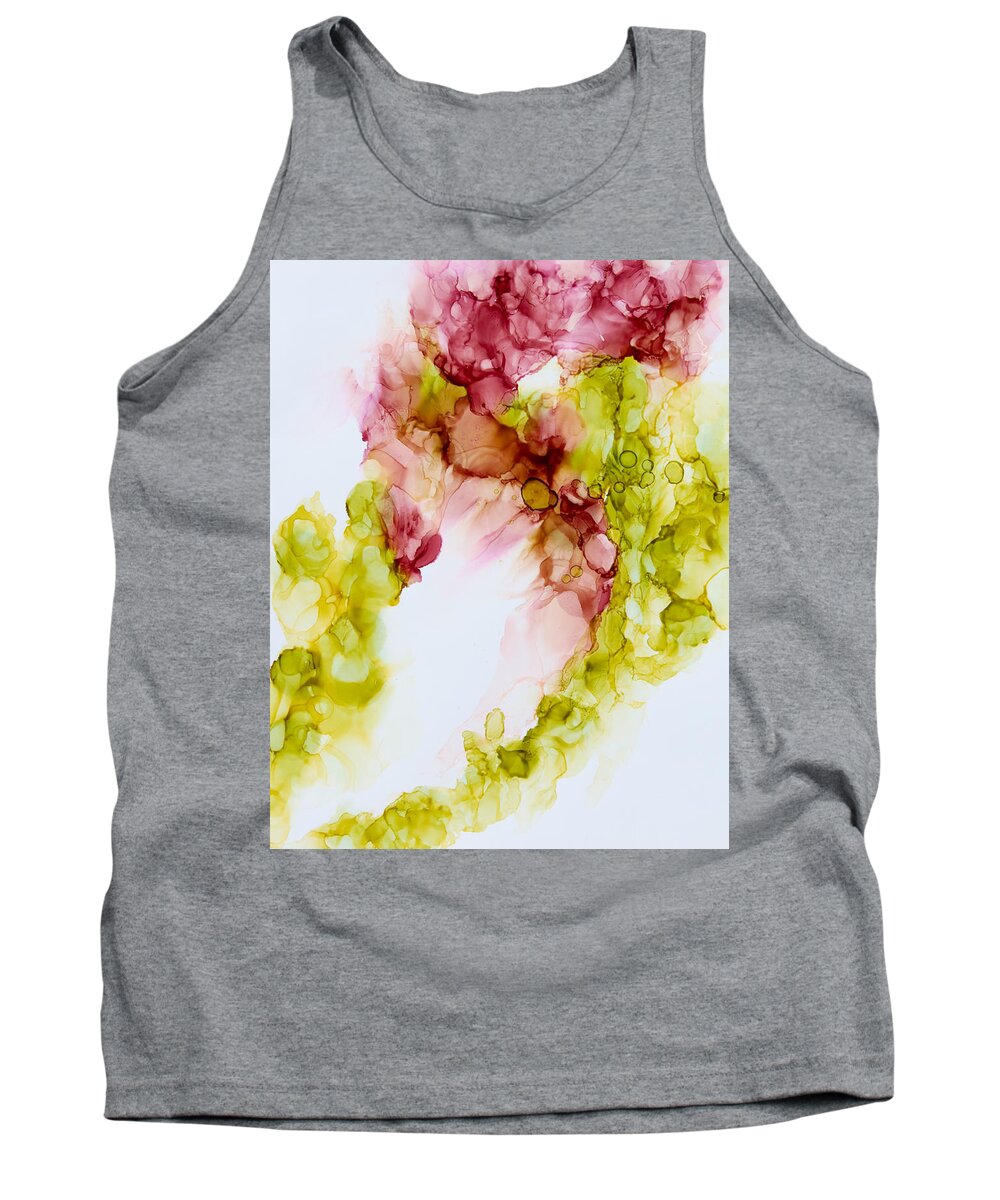  Tank Top featuring the painting Pink Yellow Flame by Katrina Nixon