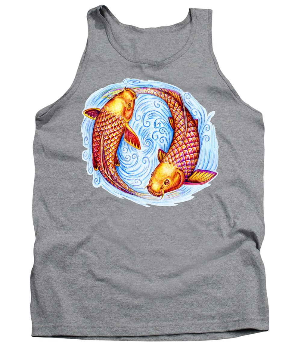 Pisces Tank Top featuring the drawing Pisces by Rebecca Wang
