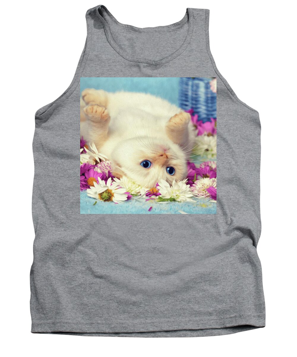 Kitten Tank Top featuring the painting Playful Kitty by Teresa Trotter