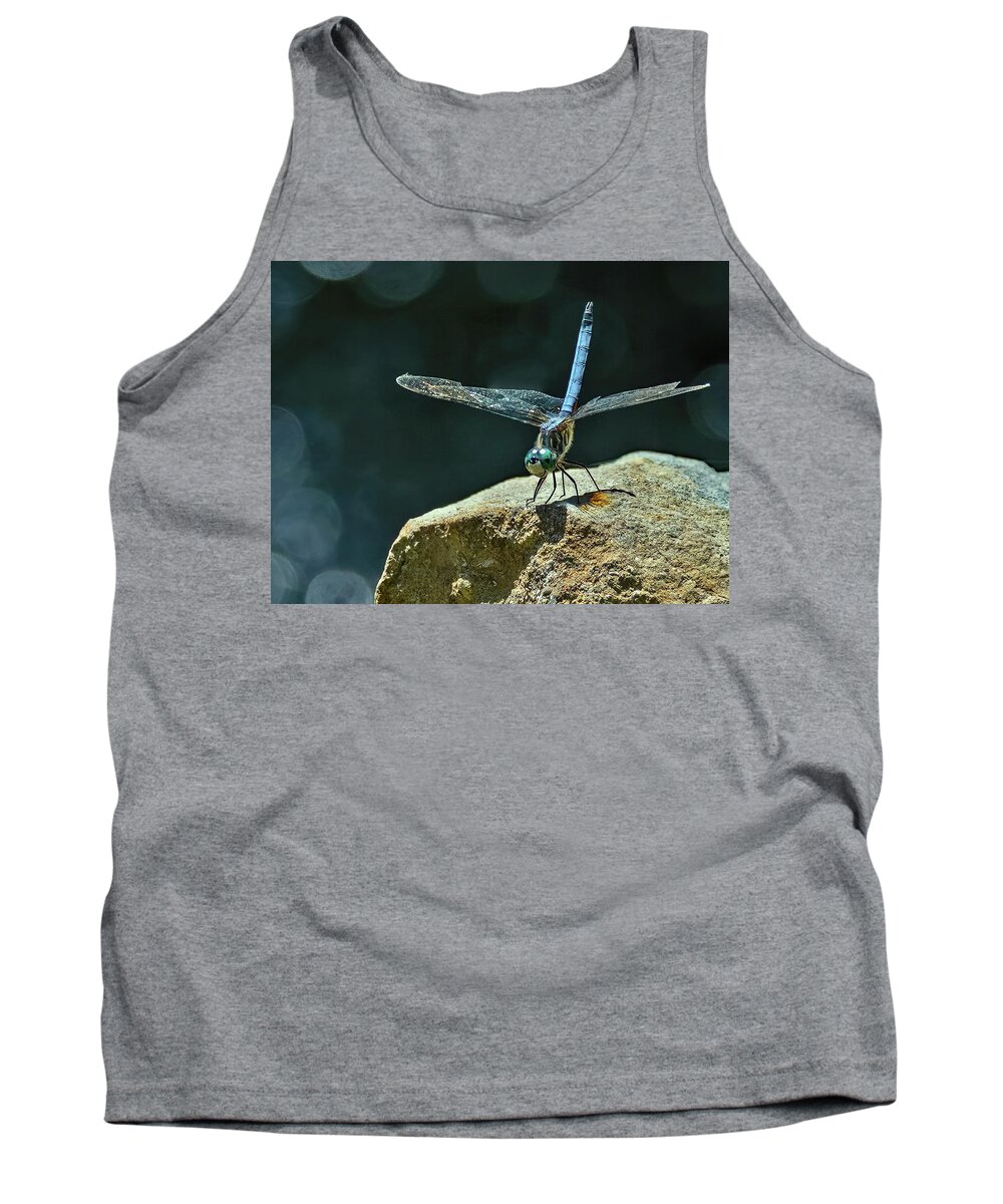 Dragonfly Tank Top featuring the photograph Poised For Takeoff by Gina Fitzhugh