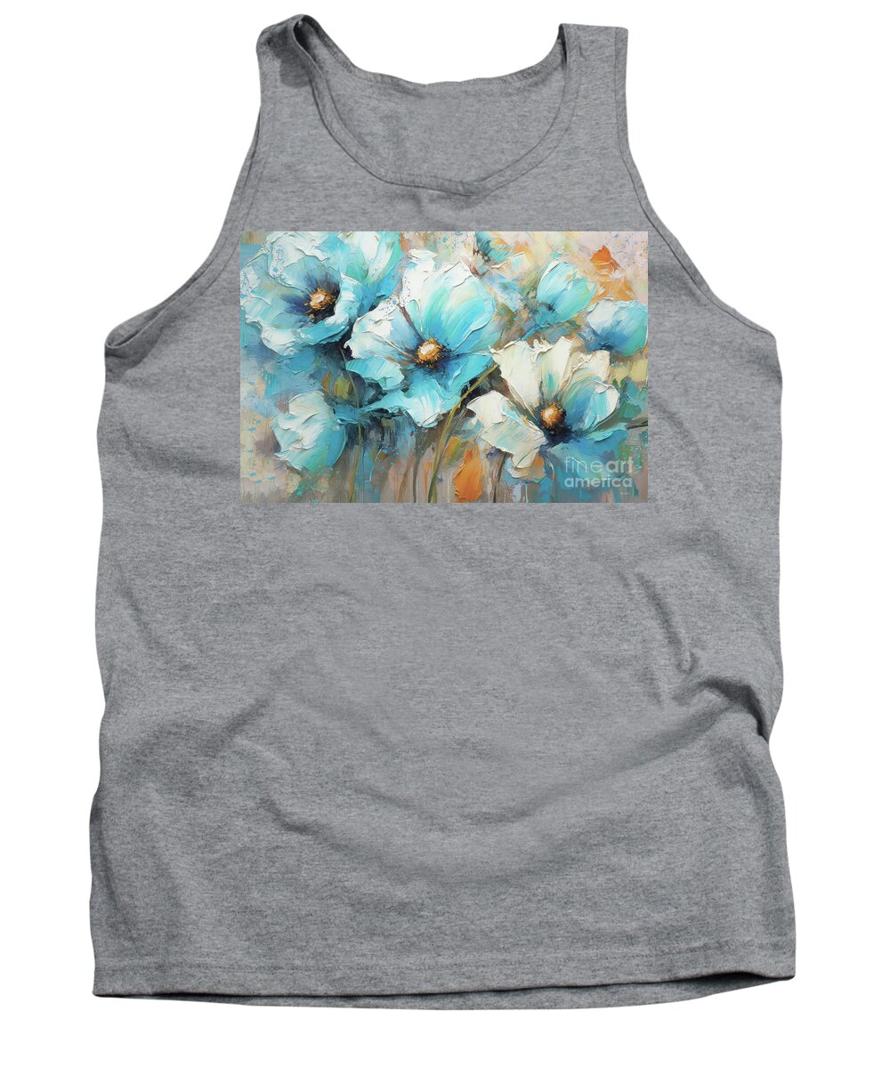 Poppy Tank Top featuring the painting Blue Poppy Rapture by Tina LeCour
