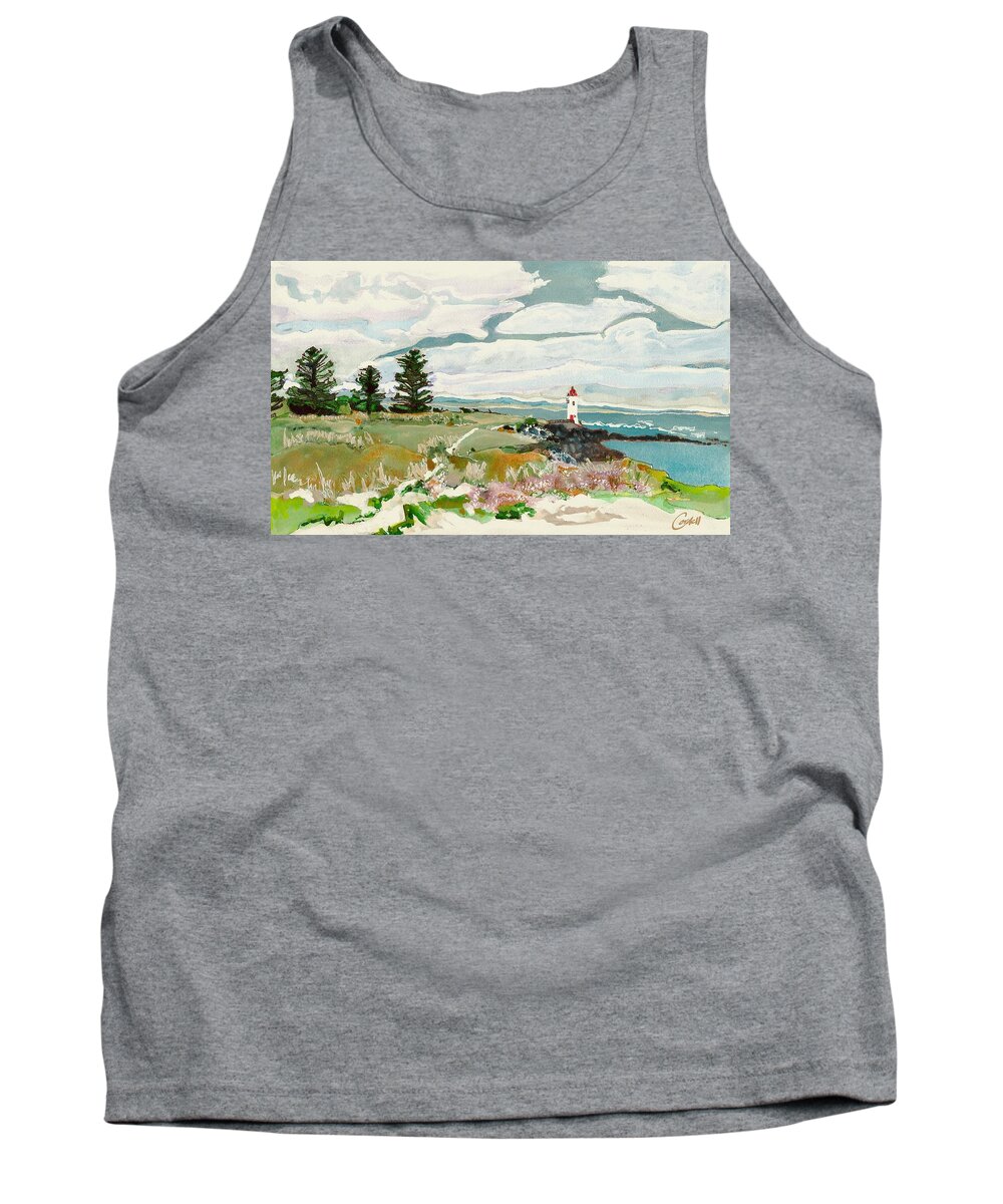 Landscape Tank Top featuring the painting Port Fairy Light, Griffiths Island VIC by Joan Cordell