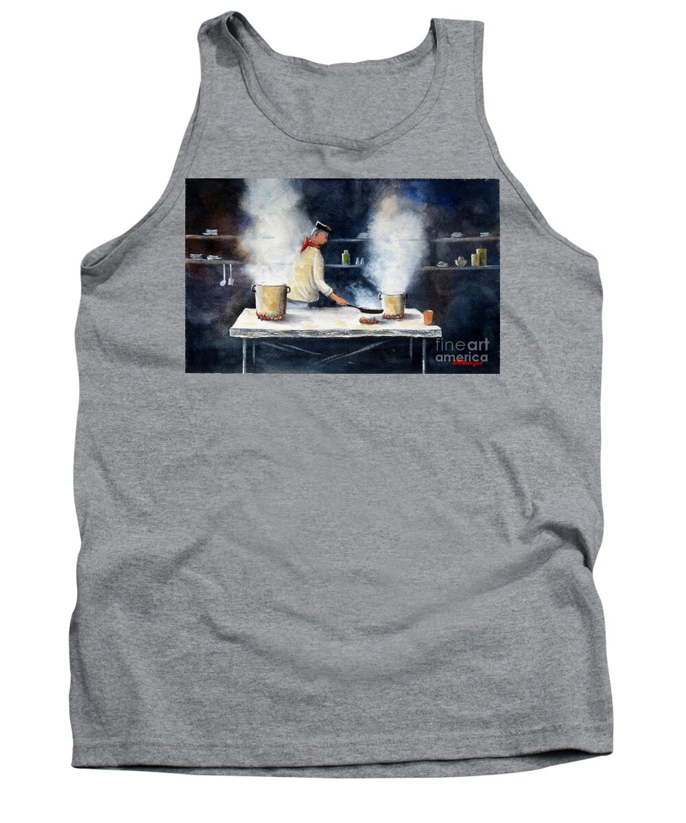 Cook Tank Top featuring the painting Pots and Pans by Joseph Burger