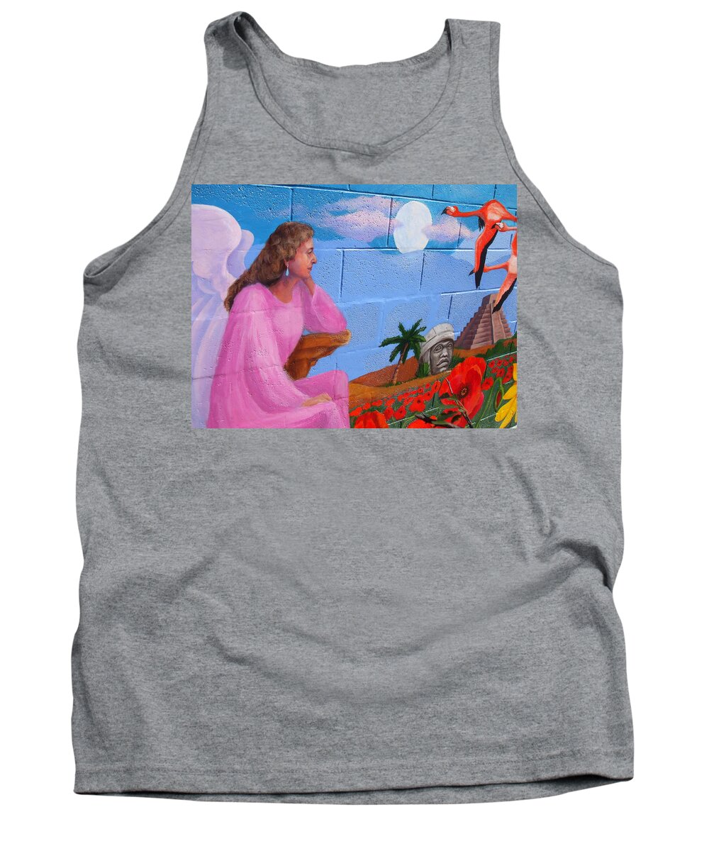 Mural Tank Top featuring the painting Praying for the Earth by Marian Berg