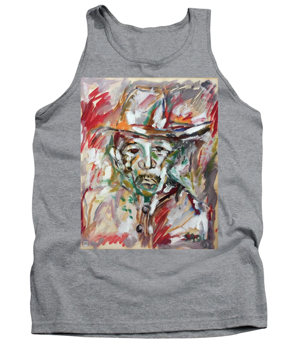 African Art Tank Top featuring the painting Preacherman by Winston Saoli 1950-1995