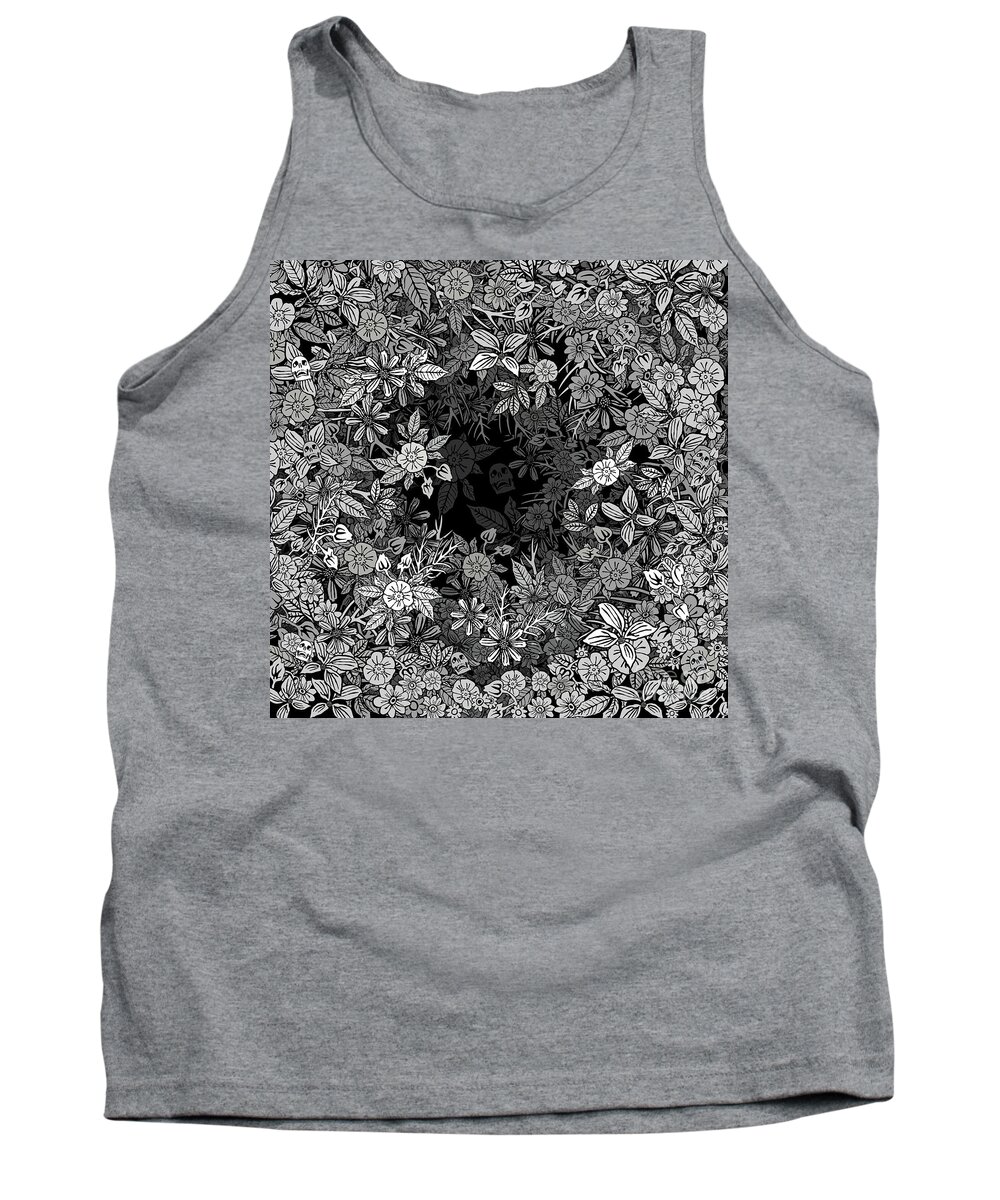 Black And White Tank Top featuring the drawing Printemps by BFA Prints