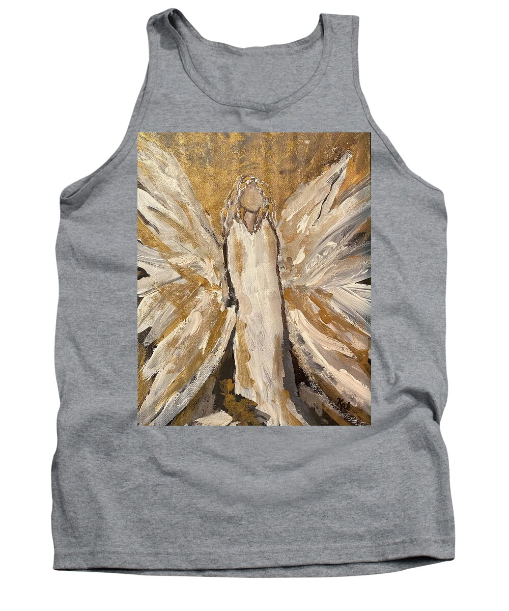 Angel Tank Top featuring the painting Protector by Kathy Bee