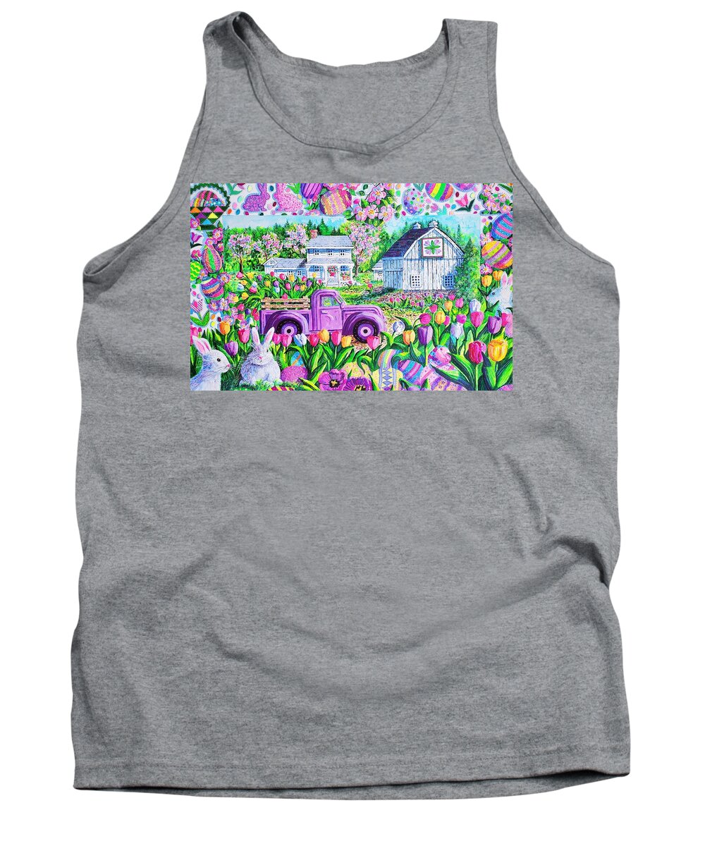 Purple Truck Tank Top featuring the painting Purple Easter Truck by Diane Phalen