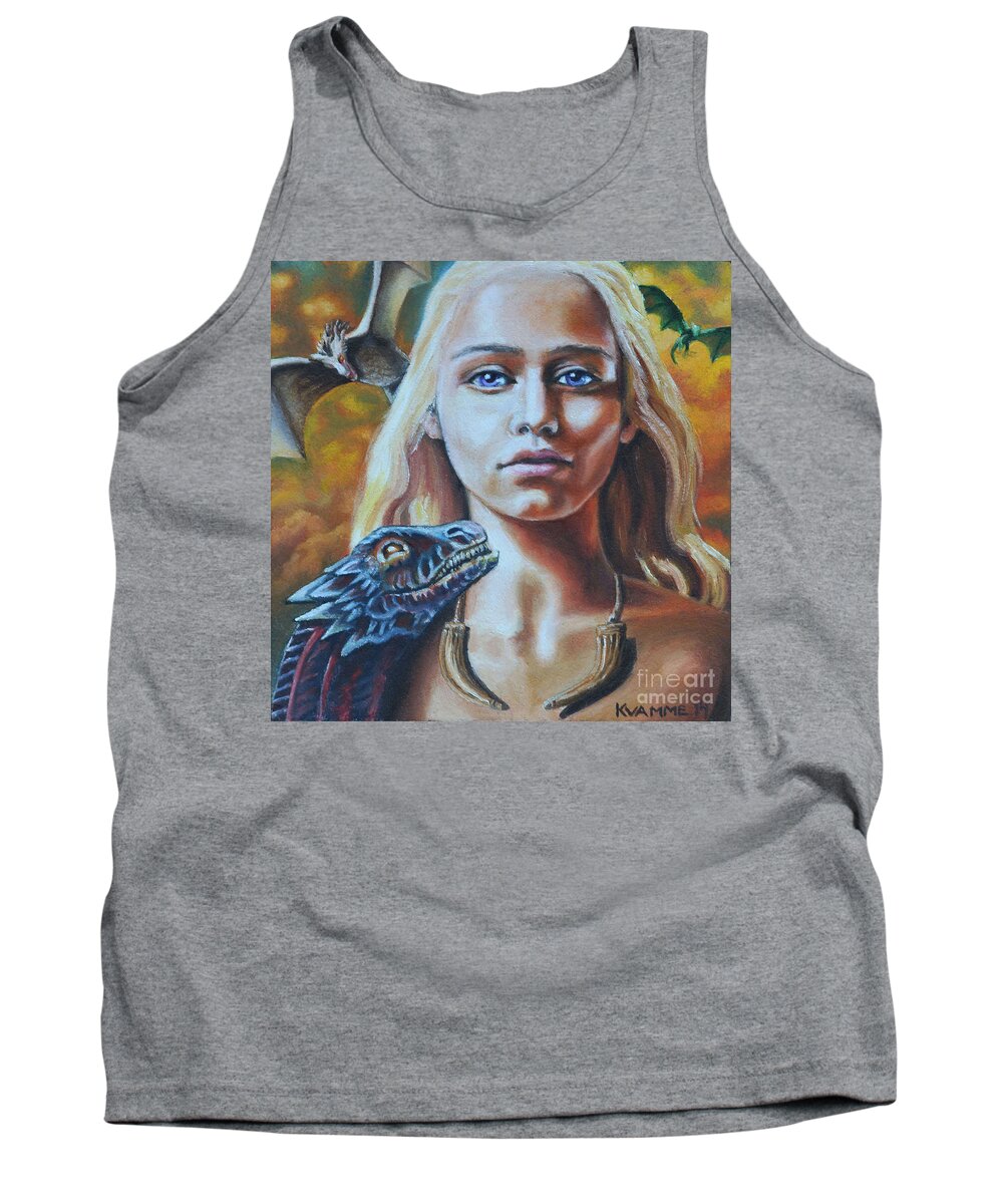 Mother Of Dragons Tank Top featuring the painting Queen of Dragons by Ken Kvamme