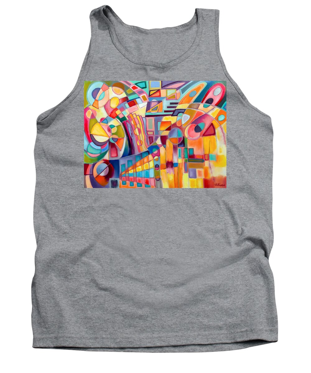 Abstract Tank Top featuring the painting Rainmakers Dance by Jason Williamson