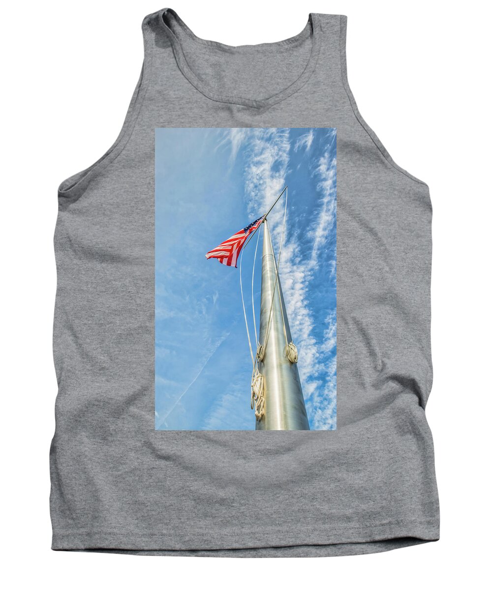 American Flag Tank Top featuring the photograph Raising A Flag To The Clouds by Gary Slawsky