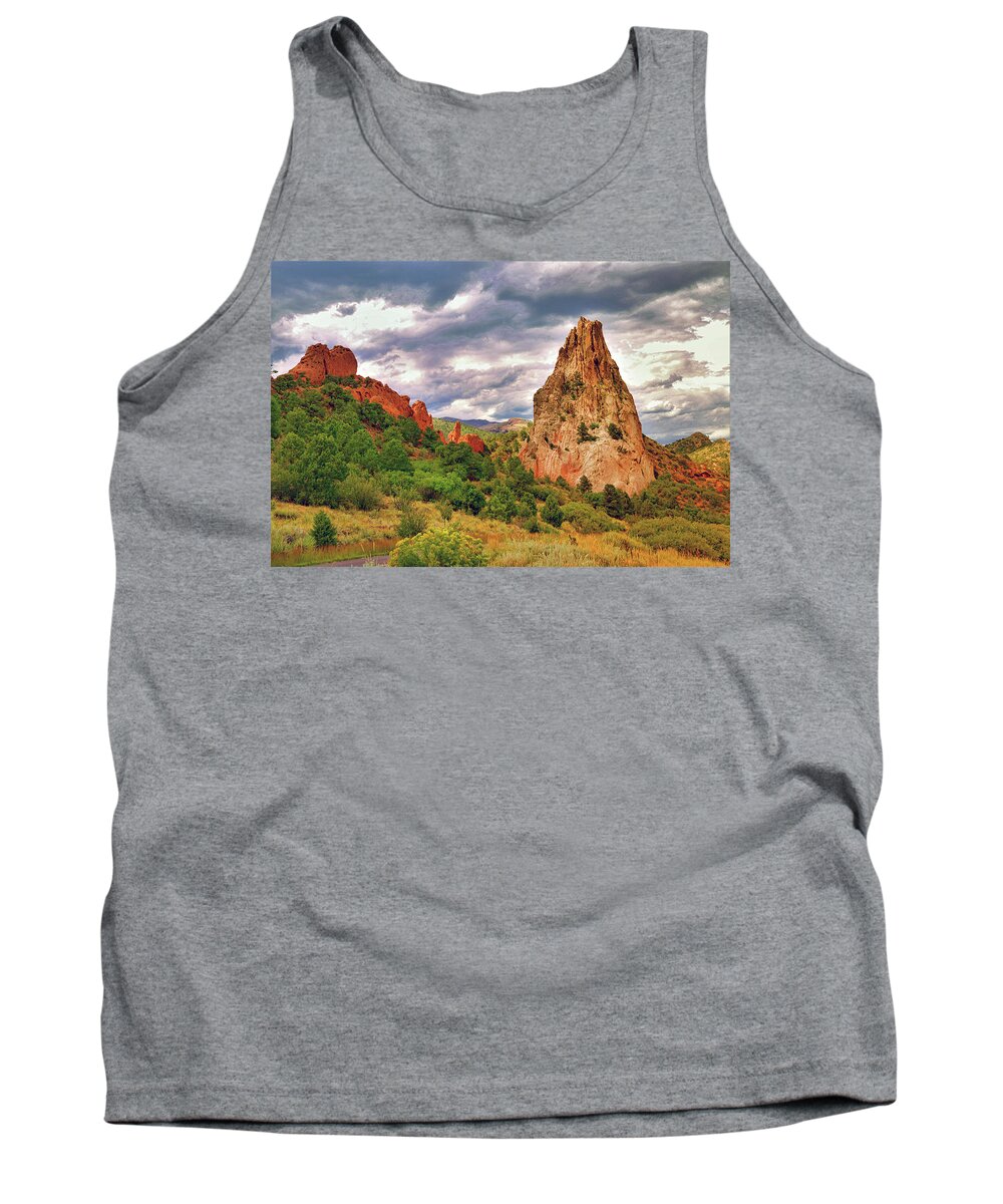 Colorado Tank Top featuring the photograph Red and White Sandstones in the Garden of the Gods in Colorado by Ola Allen
