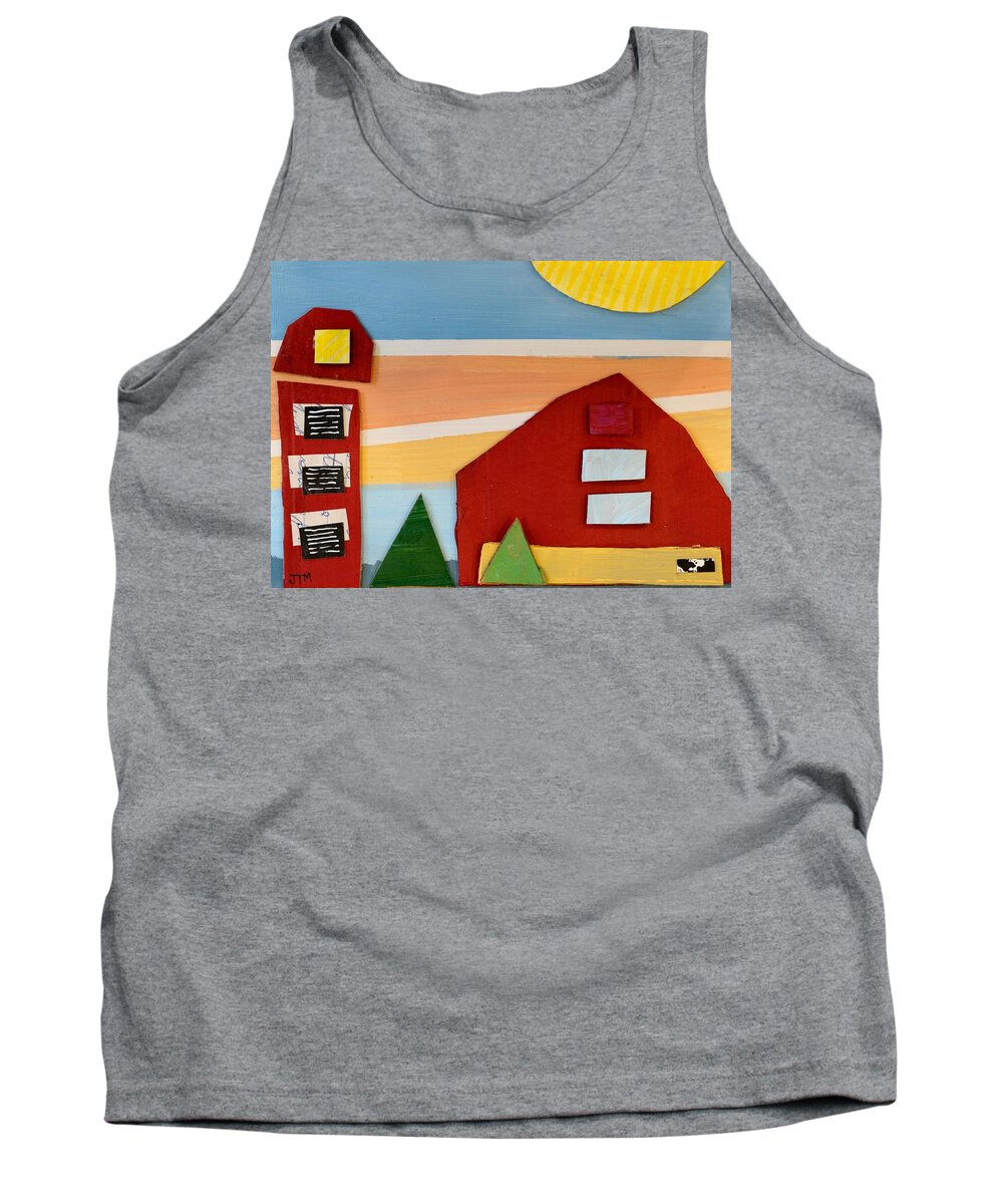Abstract Tank Top featuring the mixed media Red Barn by Julia Malakoff