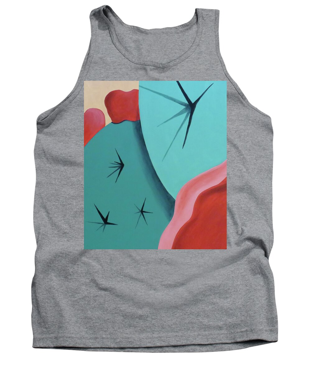 Bold Tank Top featuring the painting Red Flower One by Ted Clifton