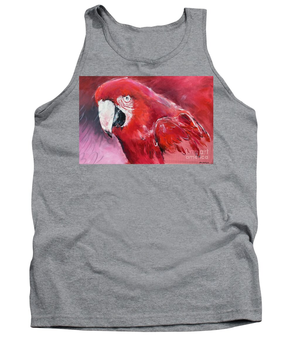 Parrot Tank Top featuring the painting Red Parrot by Alan Metzger