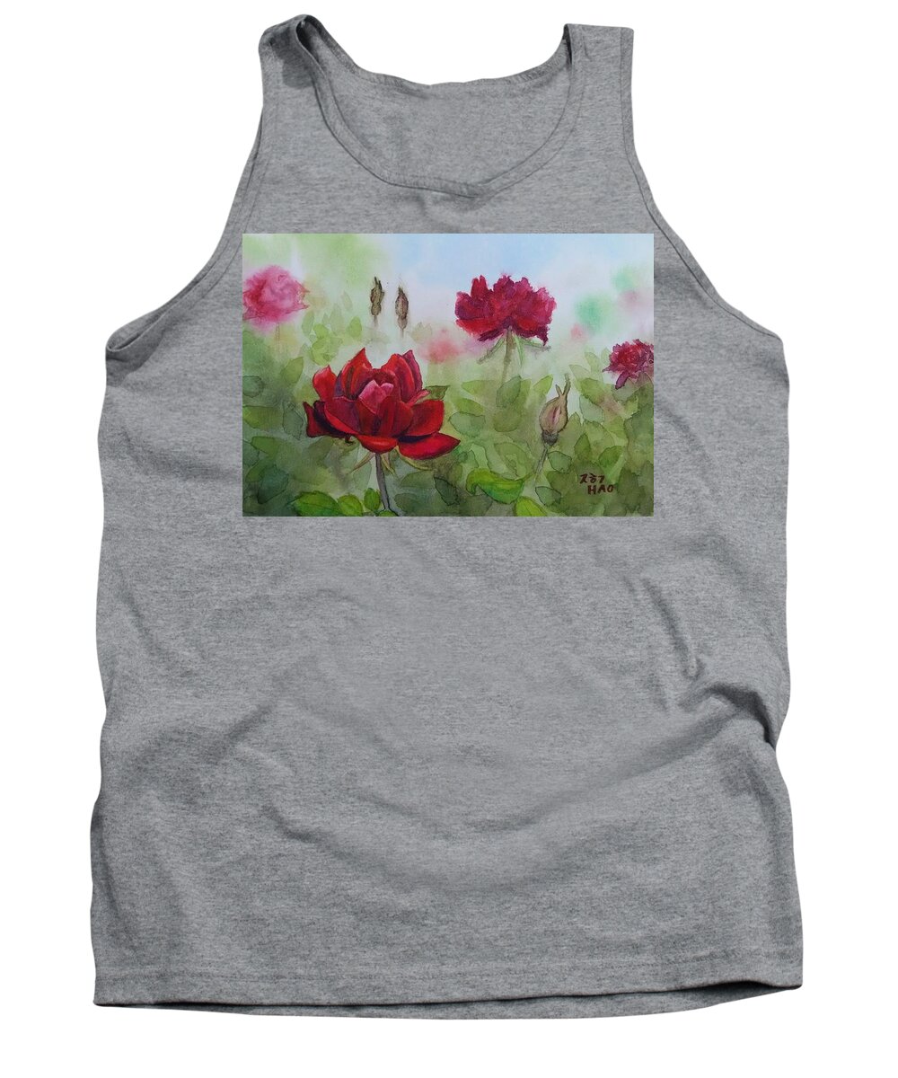 Rose Tank Top featuring the painting Red Roses by Helian Cornwell
