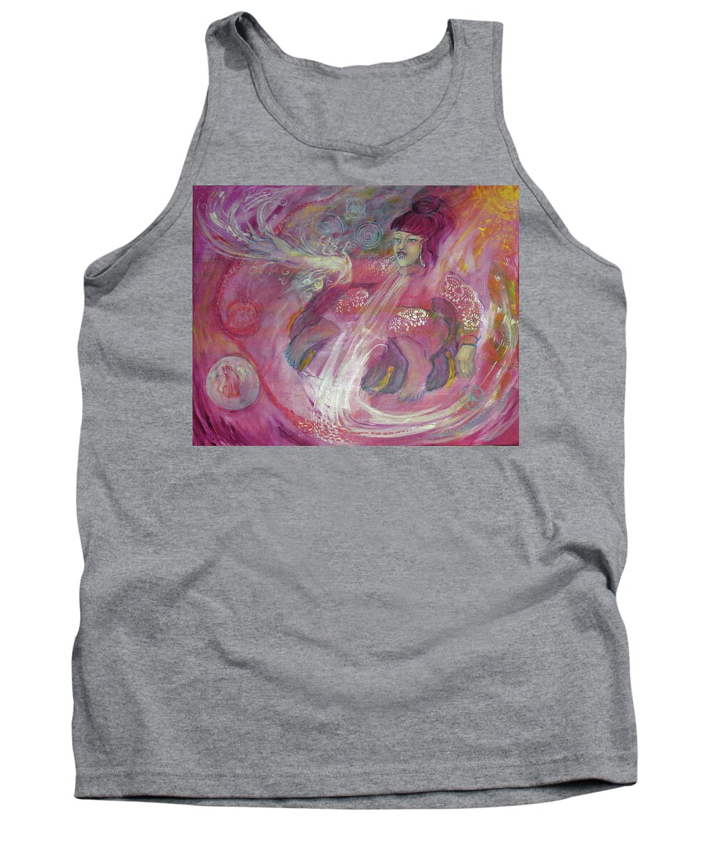 Red Thread Magic Tank Top featuring the painting Red Thread Magic for Australia by Feather Redfox