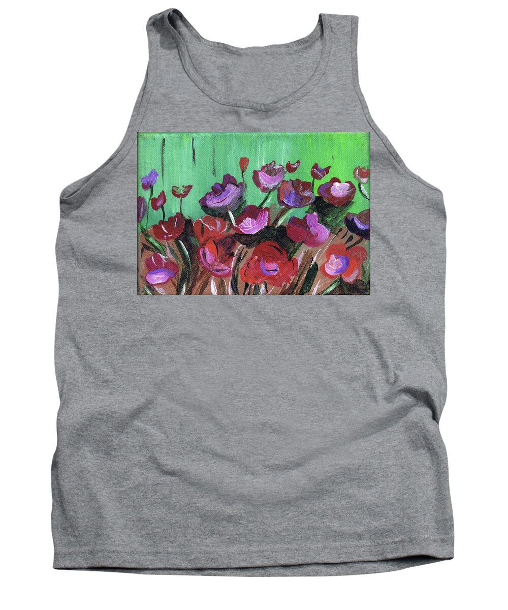 Red Tank Top featuring the painting Red Tulips by Genevieve Holland
