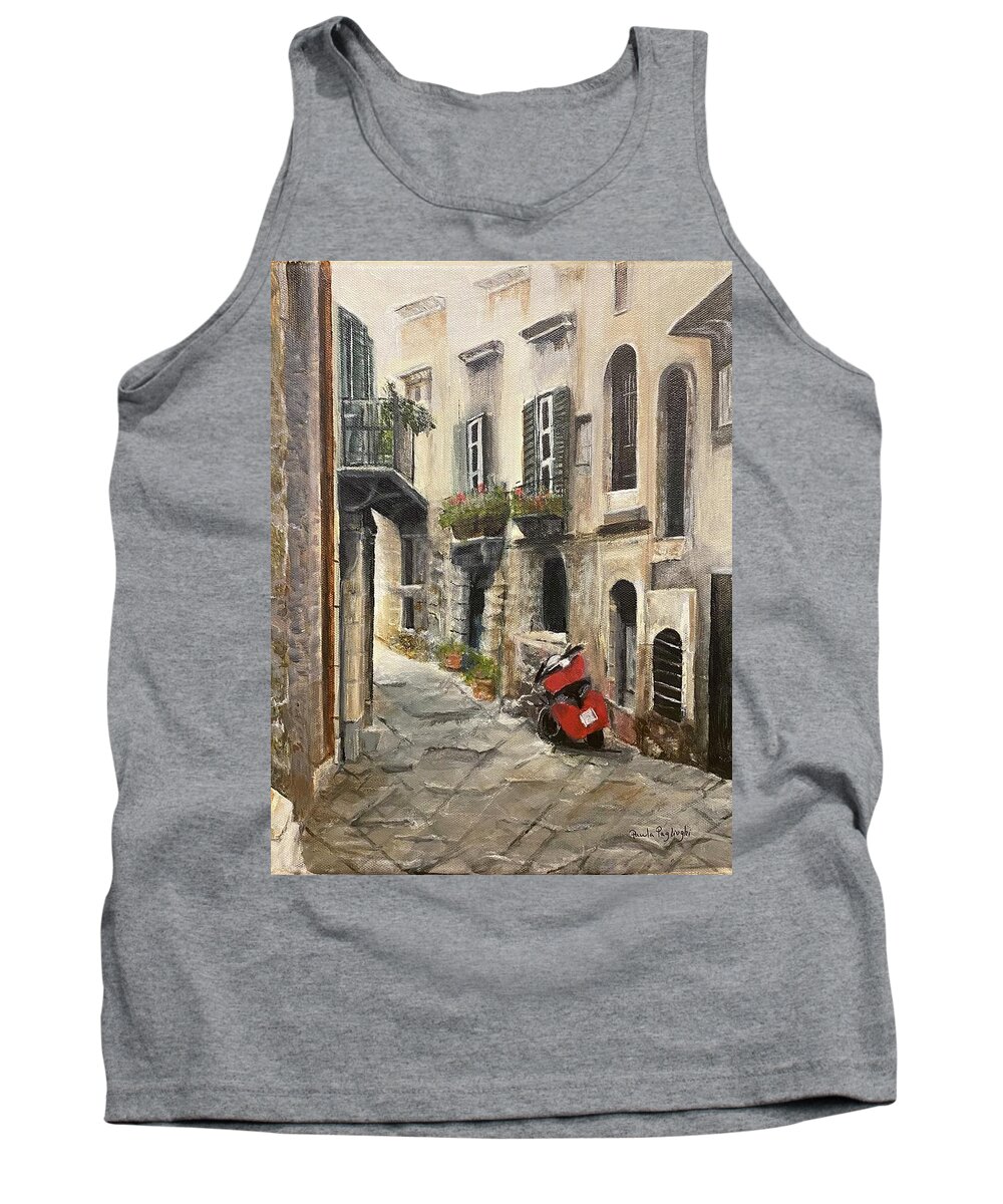 Painting Tank Top featuring the painting Red Vespa by Paula Pagliughi