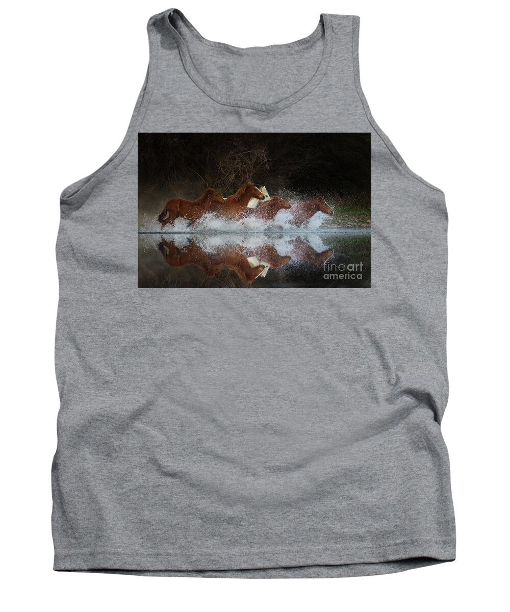Salt River Wild Horses Tank Top featuring the photograph Reflection by Shannon Hastings