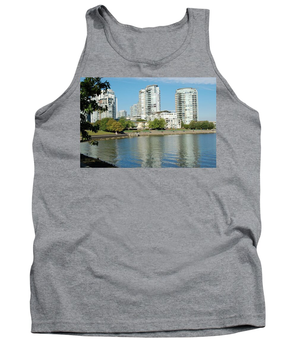 Buildings Tank Top featuring the photograph Reflections of a City by James Cousineau