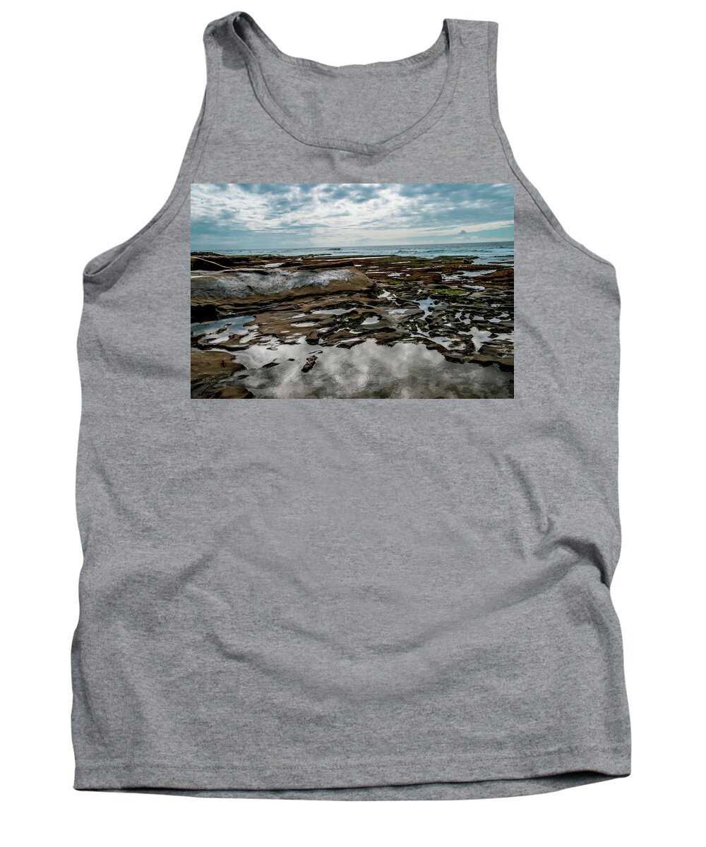 La Jolla Tide Pools Tank Top featuring the photograph Reflections over Tide Pools by Christina McGoran