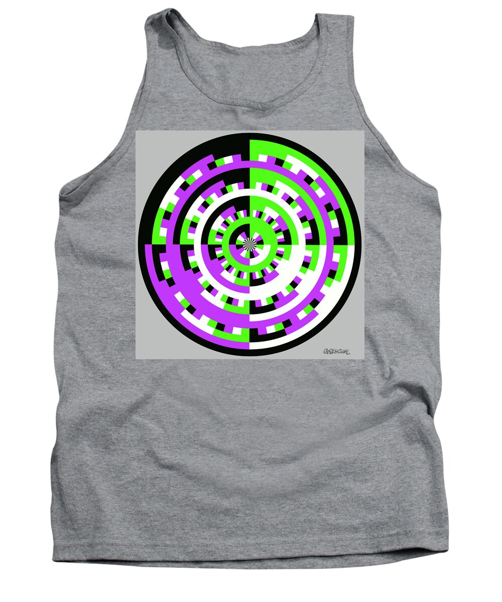 Op Art Tank Top featuring the mixed media Repartition of 4 colors by Gianni Sarcone