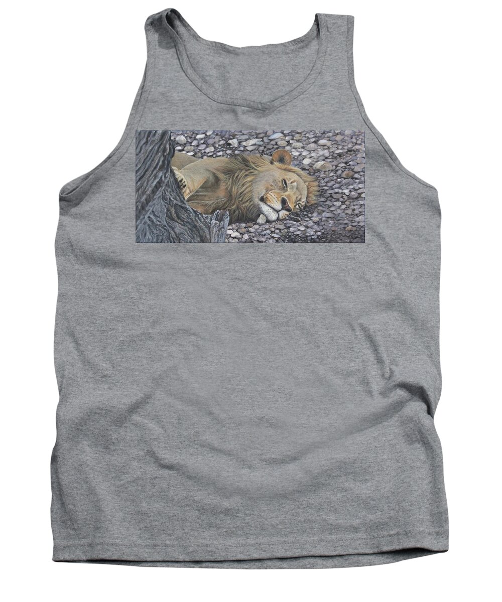Lion Tank Top featuring the painting Resting Assured by Tammy Taylor
