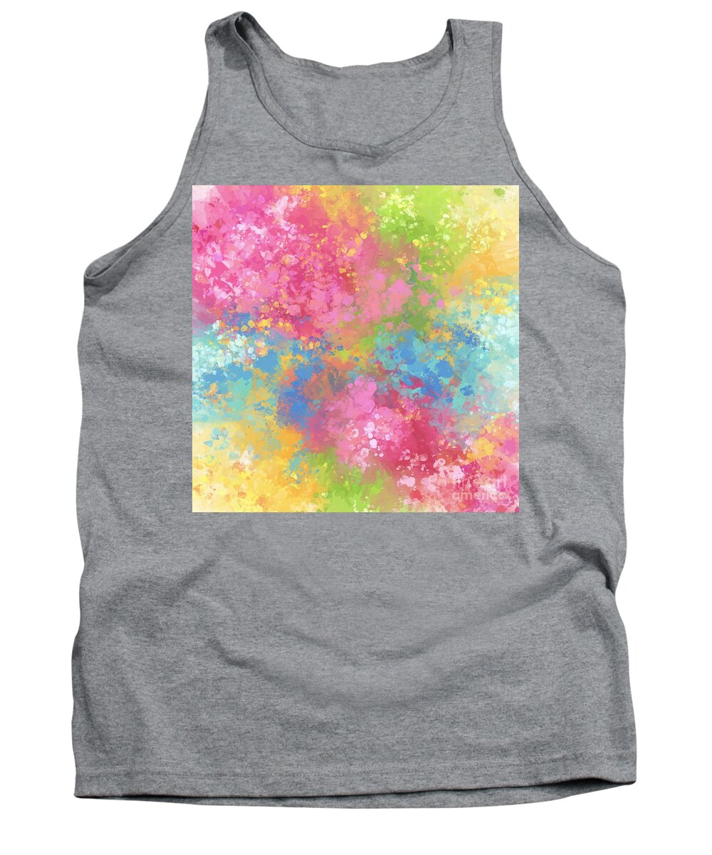 Colorful Tank Top featuring the digital art Revana - Artistic Colorful Abstract Carnival Splatter Watercolor Digital Art by Sambel Pedes
