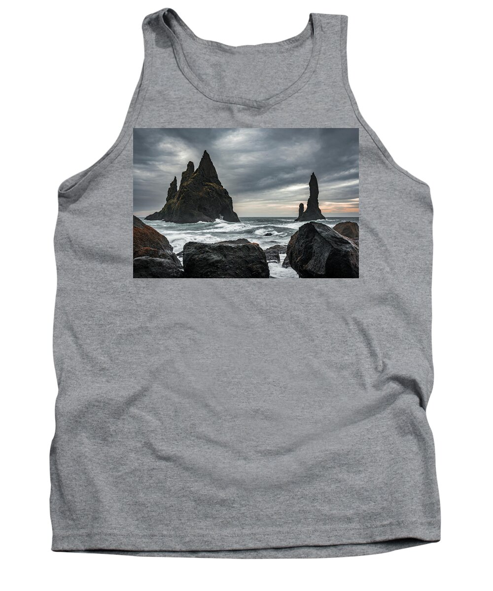 Black Sand Beach Tank Top featuring the photograph Reynisdrangar - Iceland by Dee Potter