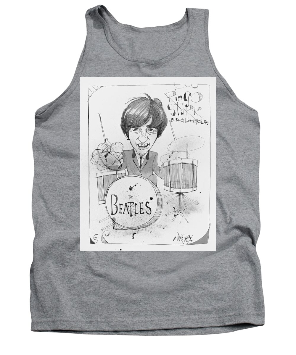  Tank Top featuring the drawing Ringo Starr by Phil Mckenney