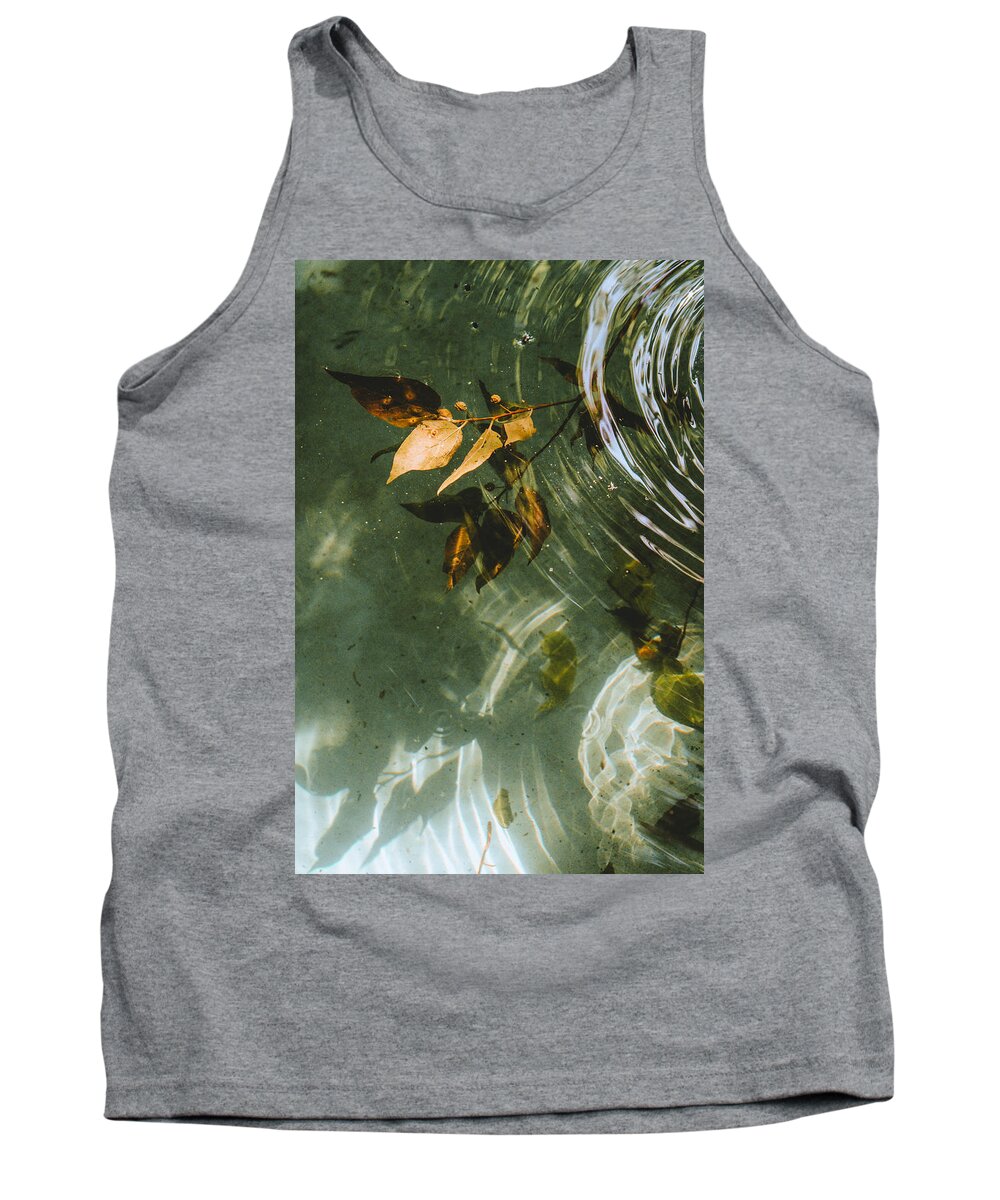 Water Tank Top featuring the photograph Ripples, Leaves, and Reflections by W Craig Photography