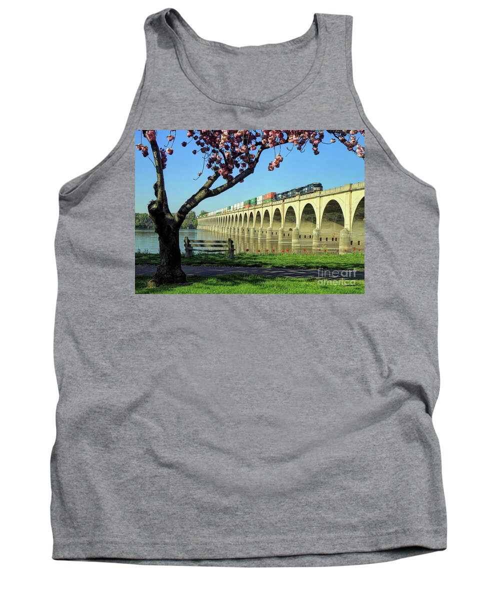Train Tank Top featuring the photograph River Crossing by Geoff Crego