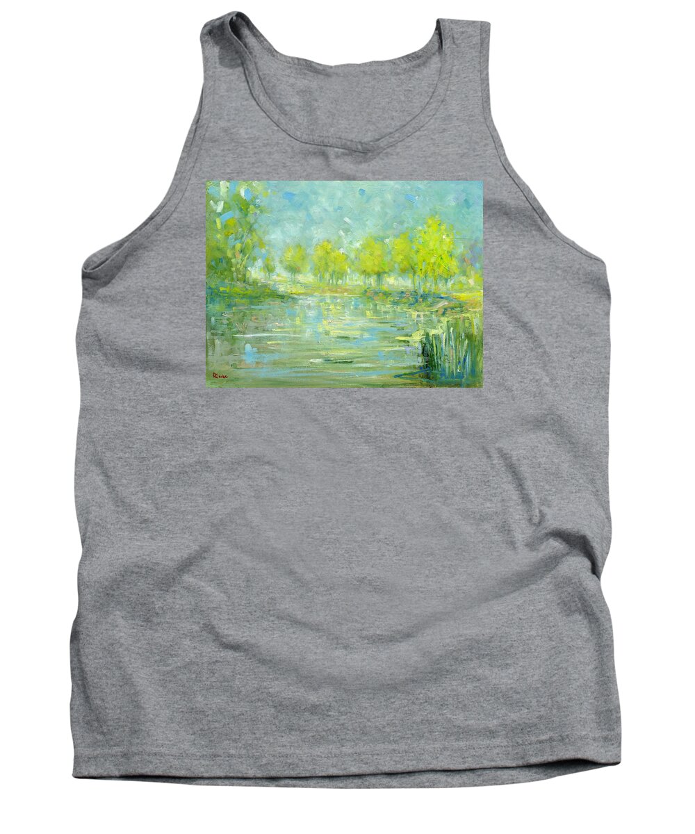 Riverbank Tank Top featuring the painting Riverbank by Roger Clarke
