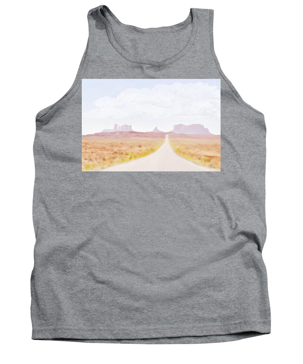 Monument Valley Tank Top featuring the digital art Road To Monument Valley 02 by Ramona Murdock