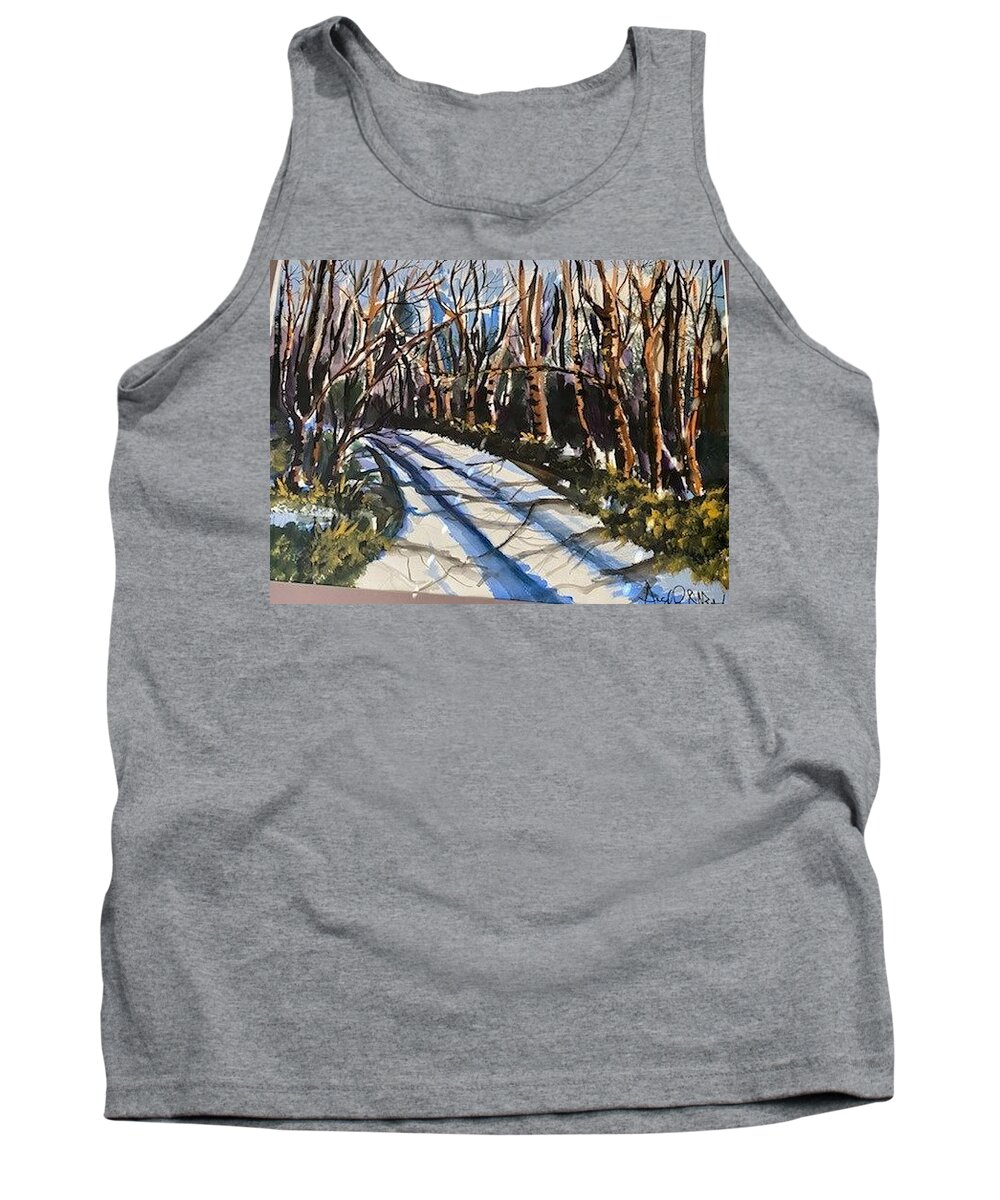  Tank Top featuring the painting Roadless Traveled by Angie ONeal
